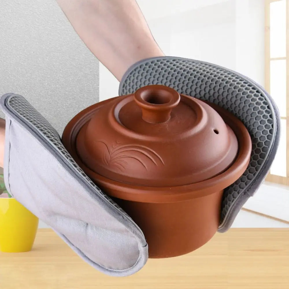 Gants de cuisine anti-brûlure en silicone résistant à la chaleur, gants isolants thermiques, maniques antidérapantes pour micro-ondes