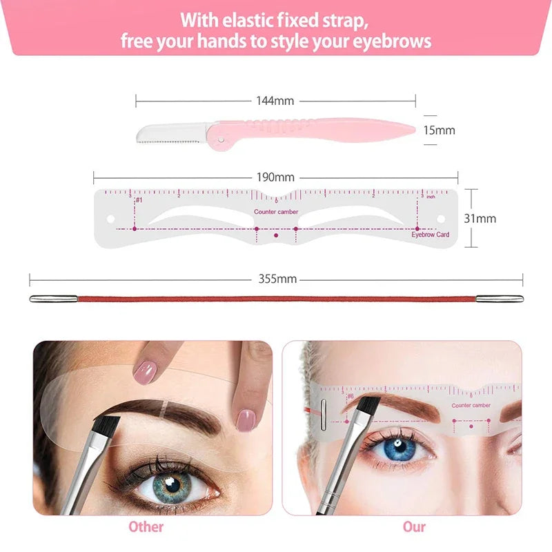 12-Style Reusable Eyebrow Stencil Set