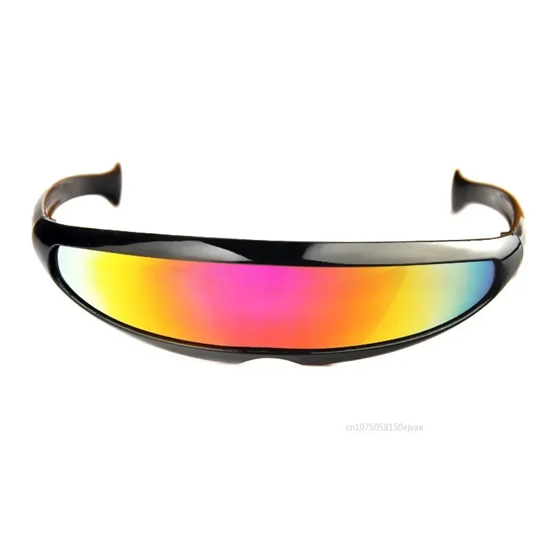 Lunettes de soleil futuristes à visière étroite Cyclope Lunettes de soleil personnalisées Robot spatial Lunettes de soleil à verres mercure monobloc Lunettes de soleil 1 pièce