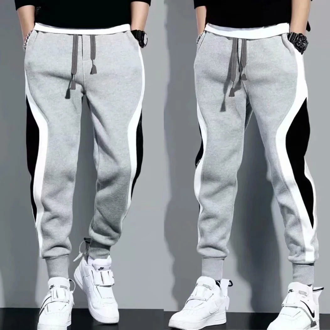 Pantalones deportivos para hombre, primavera, otoño, masculinos, ajustados, leggins, patchwork, para correr, entrenar, casuales, pantalones de moda