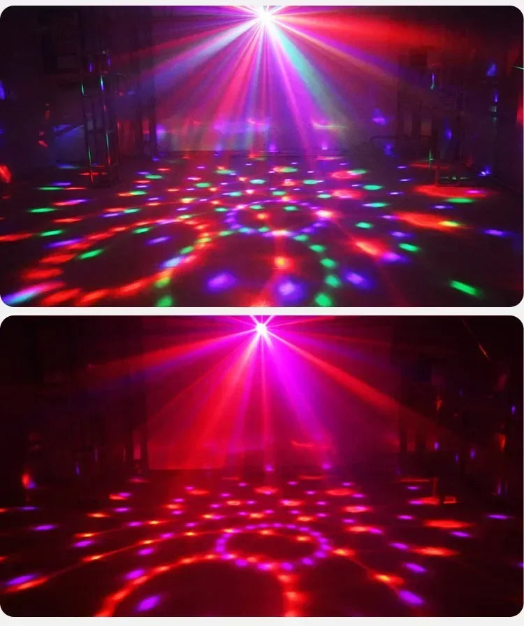 Luz LED de escenario para discoteca, bola giratoria, estroboscópica, control de sonido remoto, mágica, para coche, RGB, regalo de Navidad, fiesta, club, lámpara de espectáculo láser