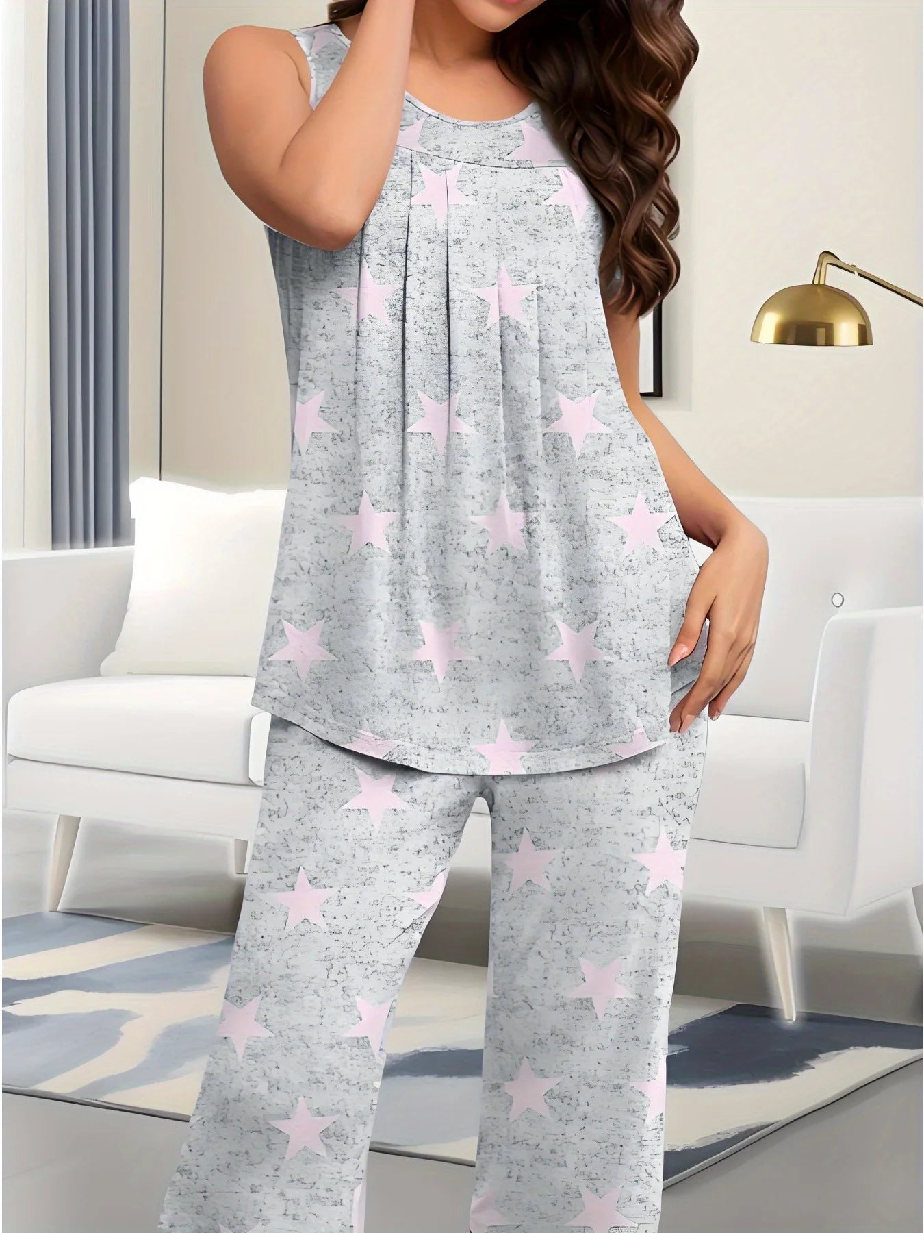 Women's Pajama Set - Soft Sleeveless Camisole & Pants Loungewear Set