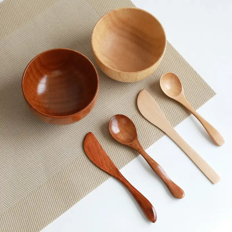 Facial Mask Bowl Set with Brush, Wooden Kit - Mask Bowl, Spatula, Brush, Spoon, Cup