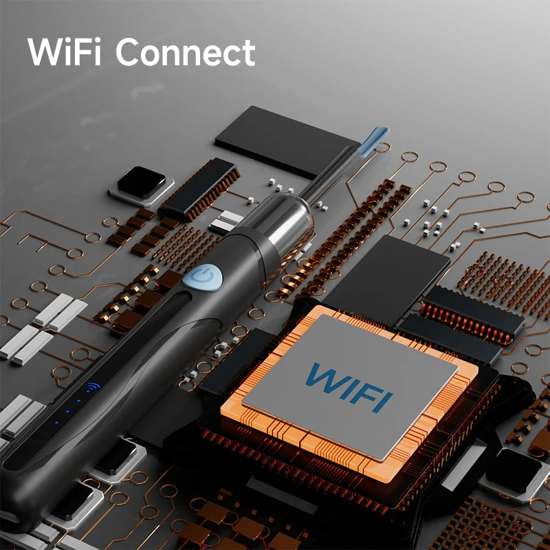 Cámara de limpieza visual de oídos WIFI, removedor de cerumen digital con 6 LED, resistente al agua, 4.2MM HD1080P, estuche con cucharas para oídos