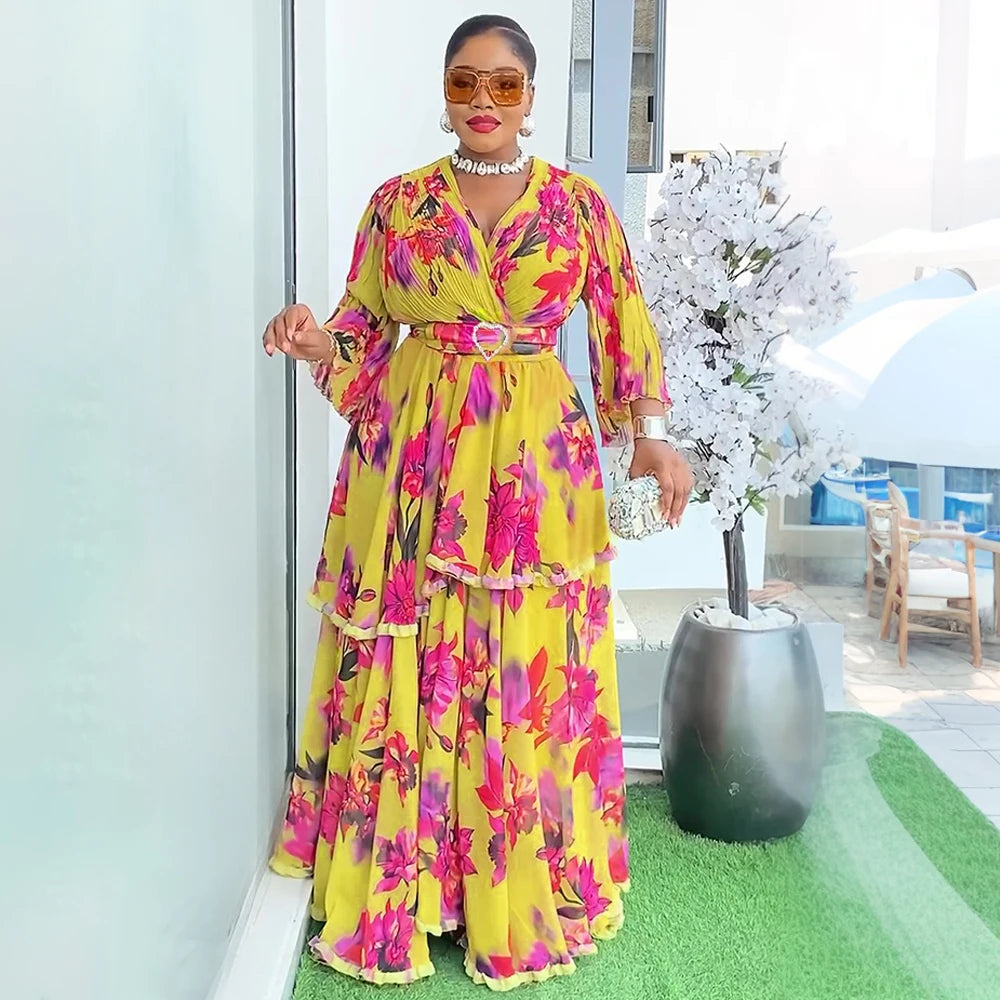 Vestidos africanos elegantes para mujer 2025 Nuevo verano moda estampado túnica talla grande Turquía musulmán boda fiesta de noche vestido largo