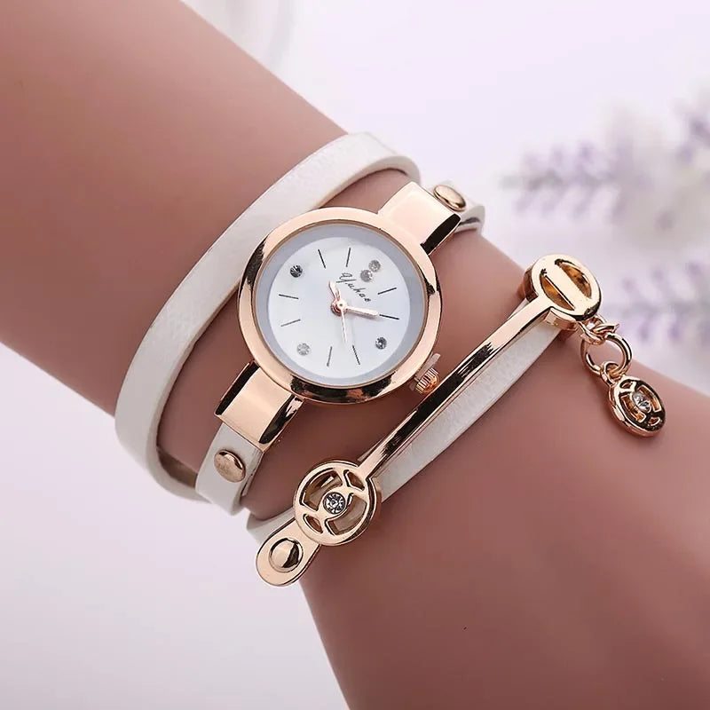 Fashion Women Bracelet Watch Gold Quartz Watches Wristwatch Women Dress Leather Casual Bracelet Ladies Watches Hot Selling Gift