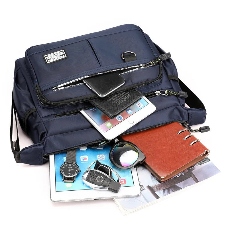 Bolso de hombro Oxford de diseño gran capacidad para hombre, casual, de múltiples capas, a la moda, de un solo hombro, bandolera de lujo