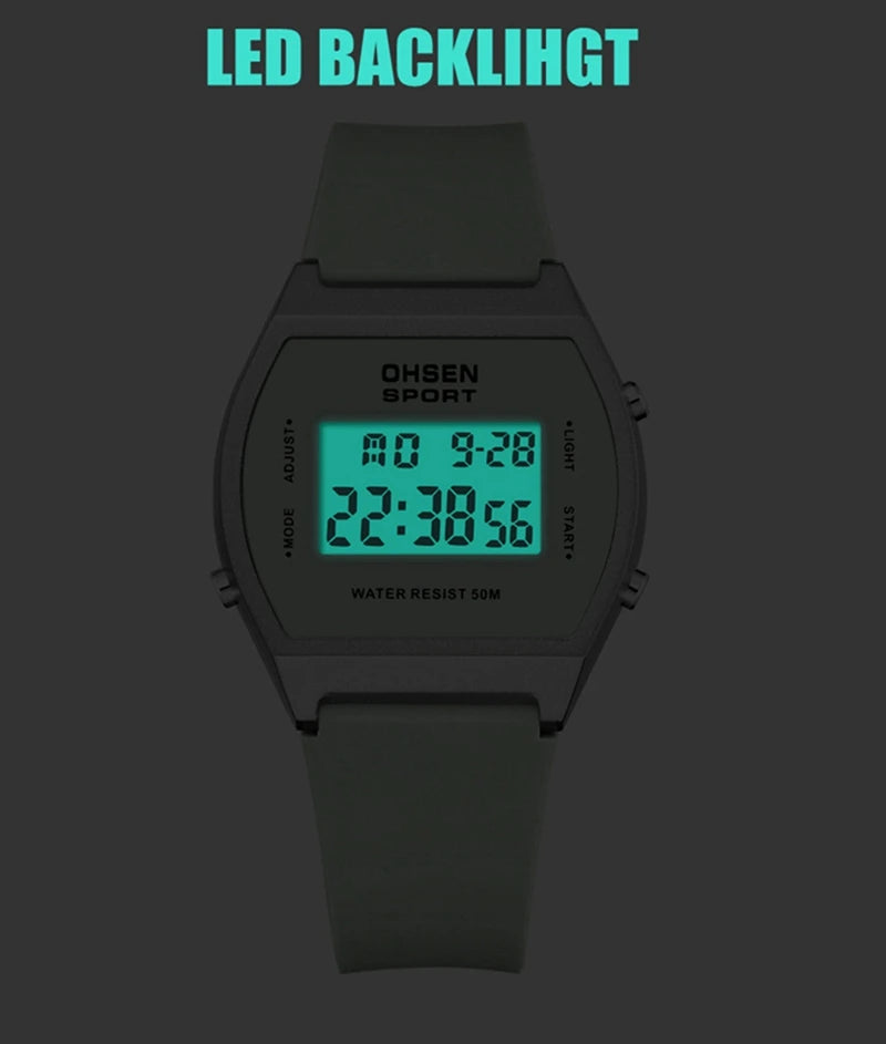 Reloj deportivo digital para mujer, resistente al agua, a la moda, blanco, para damas, reloj de pulsera electrónico para niños, relojes LED con alarma, regalos