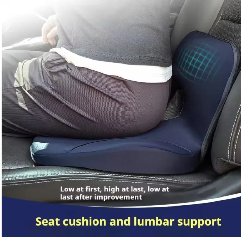 Juego de cojín de asiento de espuma viscoelástica y almohada de apoyo lumbar para la cintura, ortopédico, ergonómico, para aliviar el coxis, almohadilla de cadera lumbar para silla de oficina o coche