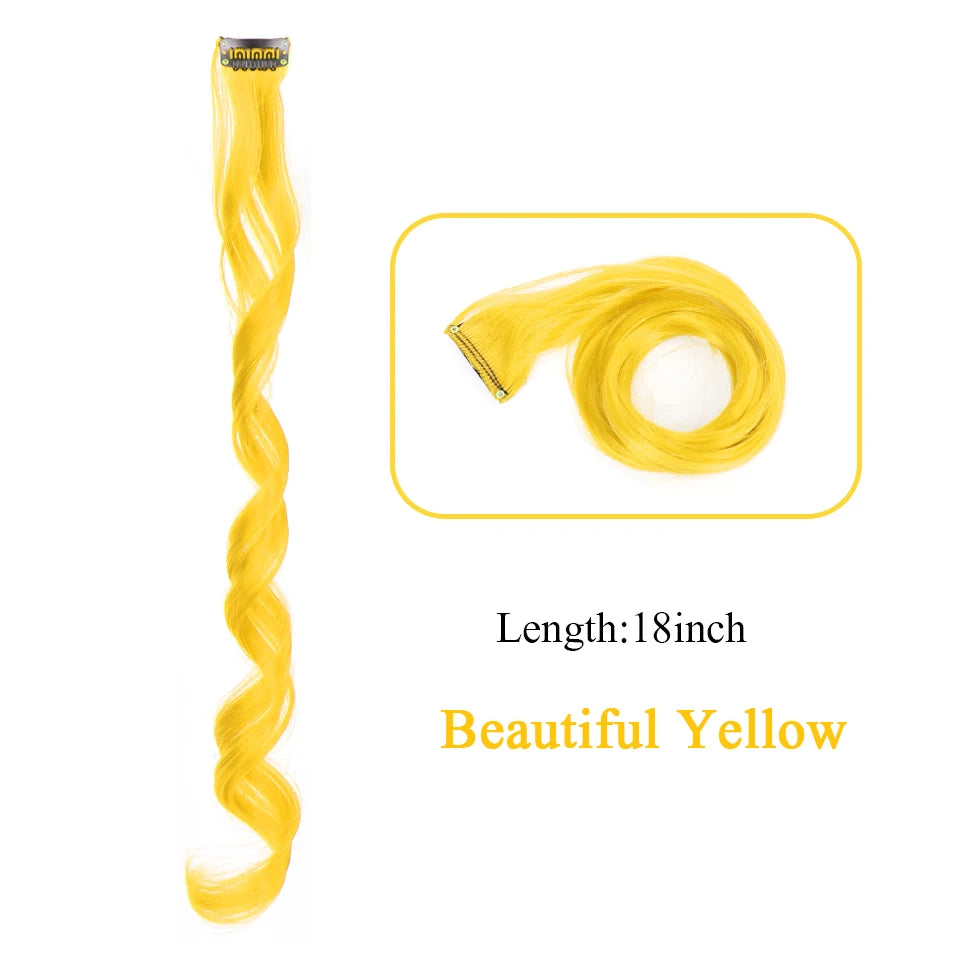 Extensions de cheveux synthétiques longues et bouclées pour femmes, résistantes à la chaleur, à clipser, couleur or, gris, violet, rose, rouge