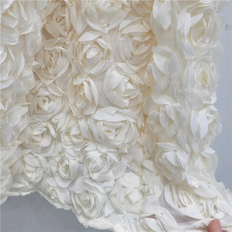 Falda para mujer Verano 2025 Versátil Flor tridimensional Falda a media pantorrilla Cintura alta Gran vuelo Moda Faldas largas estilo A