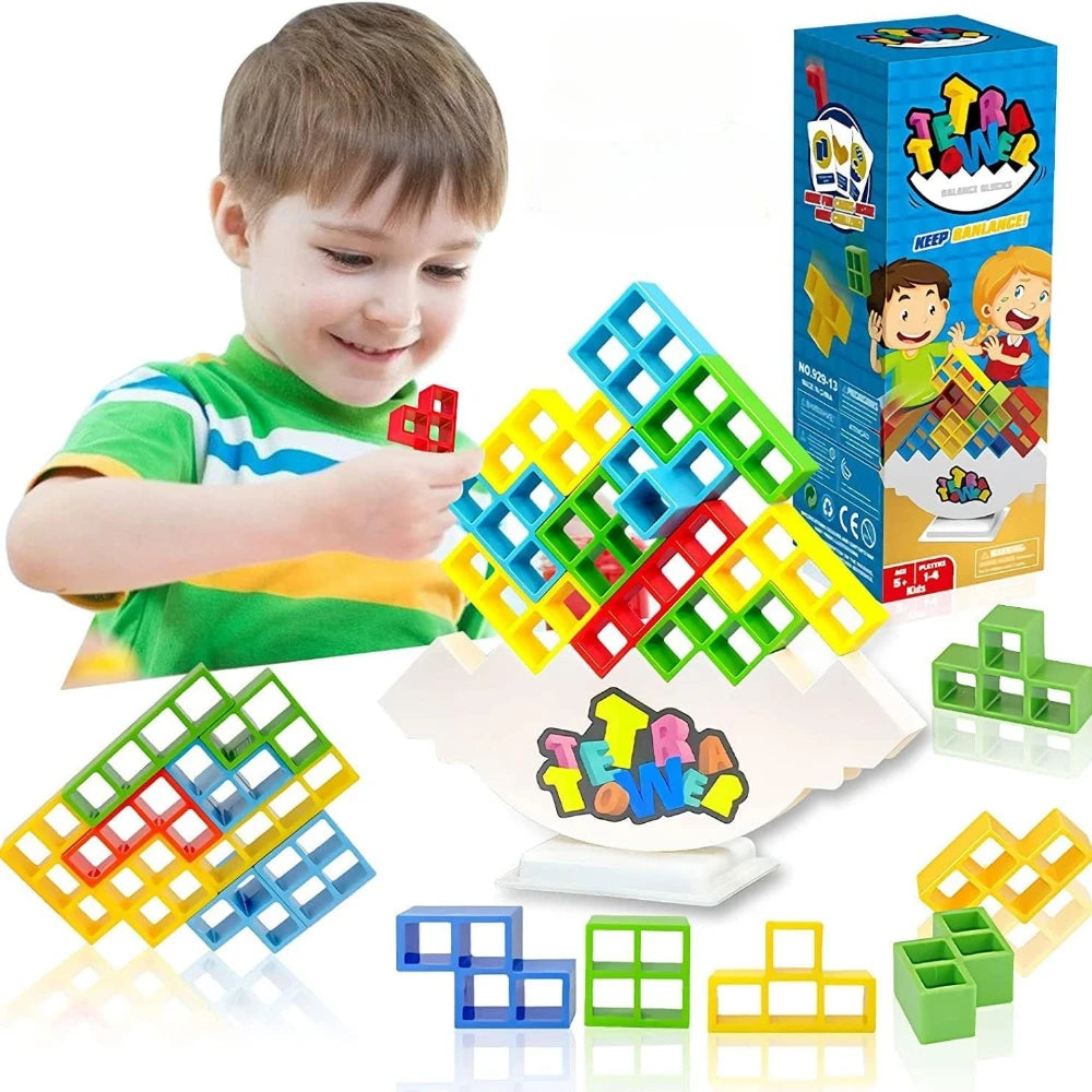16-64 Jouets de construction Blocs de construction russes Jeu de tour Tetra Jeu de table d'empilage d'équilibre de balançoire pour enfants et adultes