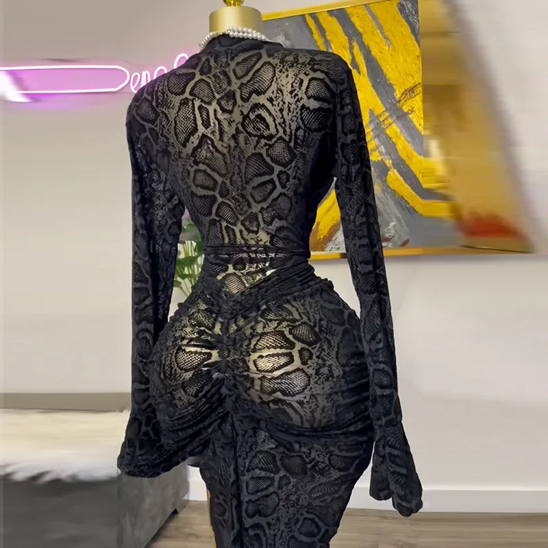 Ropa de mujer primavera nuevo estilo temperamento cuello semi alto encaje manga larga con cintura falda de un solo paso falda larga