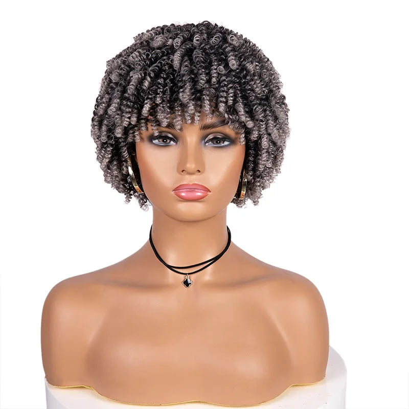 Peluca afro corta rizada con ondas marcadas