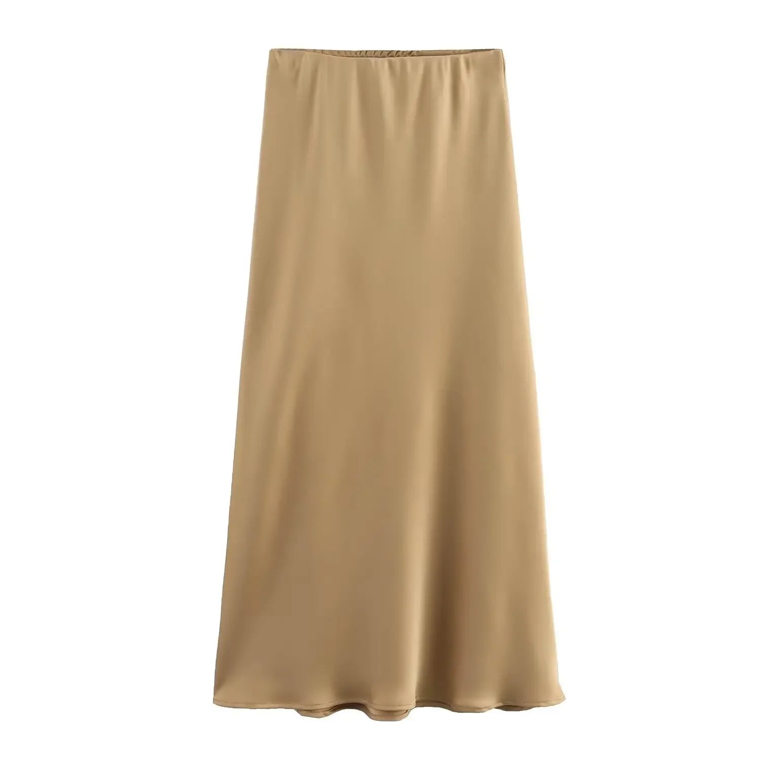 Willshela Falda de satén negra para mujer, falda larga elegante de cintura alta para mujer, falda midi de moda de verano, faldas de oficina para mujer