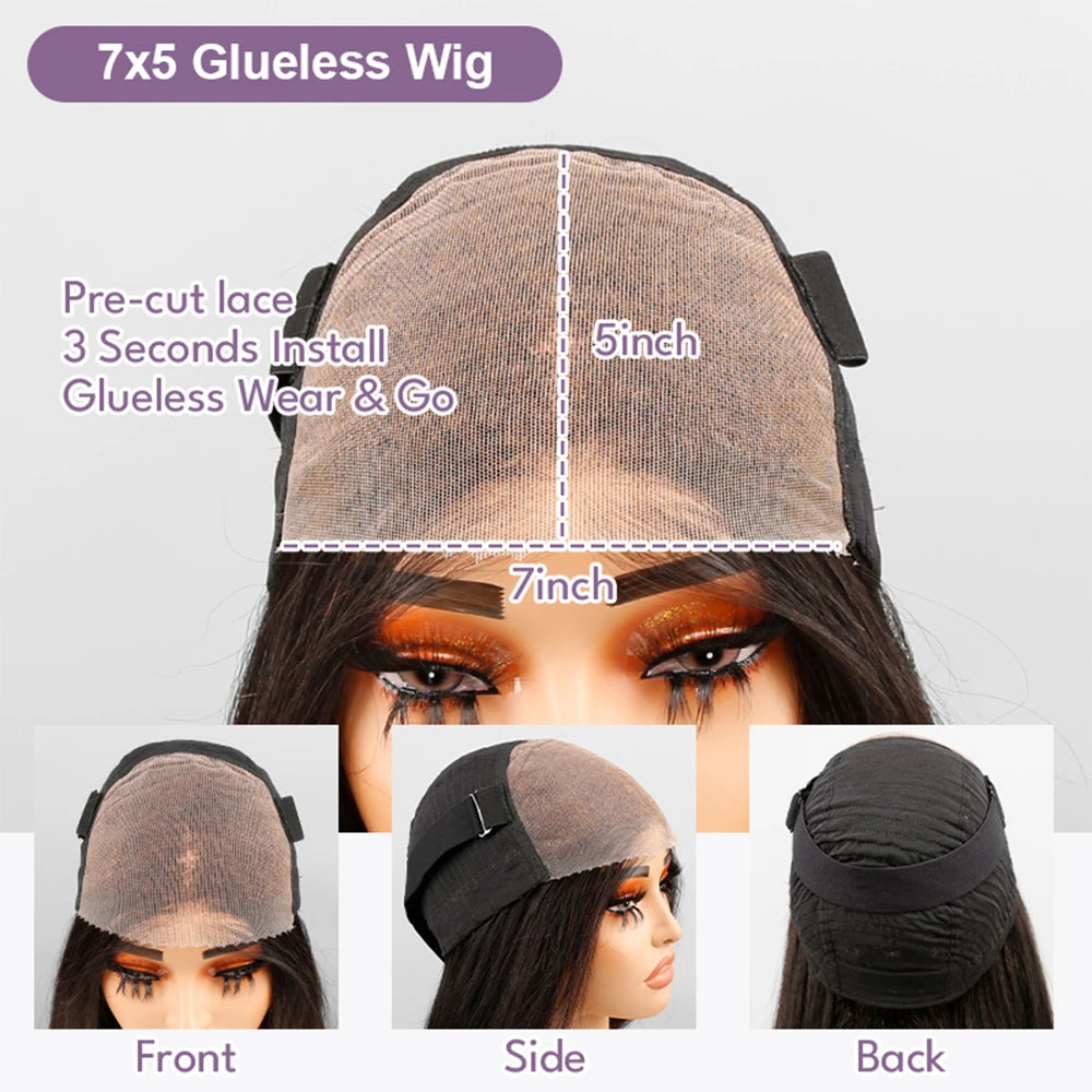 Ondas de Agua Pre-Cortadas Sin Pegamento Pelucas Bob 13x4 Rizadas 7x5 Peluca Sin Pegamento Cabello Humano Lista Para Usar Pelucas Frontales de Encaje Para Mujeres Pre-Arrancadas