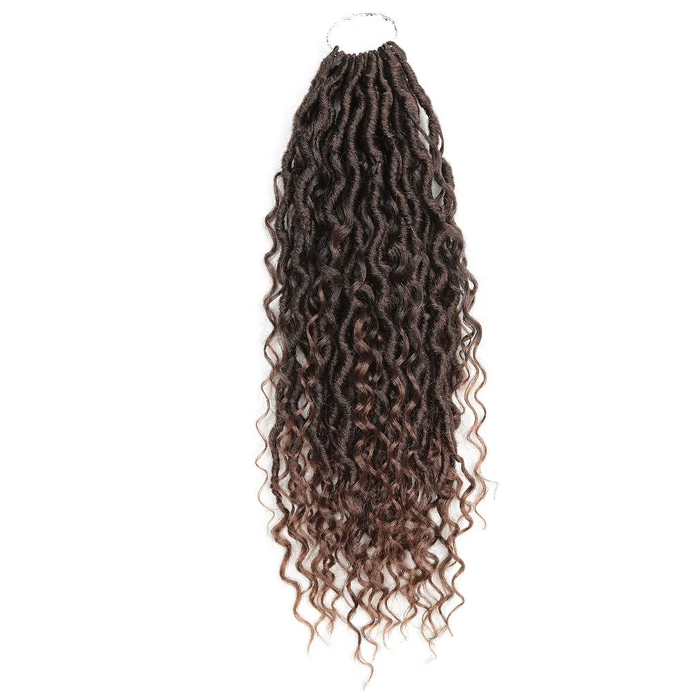 Synthetic Goddess Locs Crochet Hair Braids Curly Faux Locs Braiding Hair Extensions Wig For Women Black Hippie Boho Style