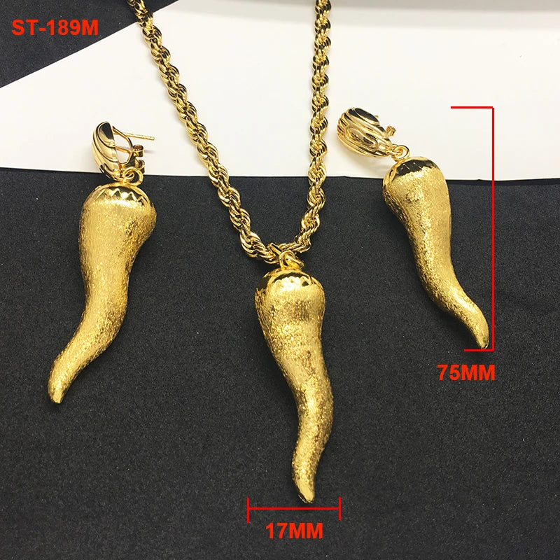 Juego de joyas brasileñas para mujer, pendientes de chile, colgante, Dubái, Nigeria, África, chapado en oro de 24 quilates, conjunto de joyas nupciales para boda
