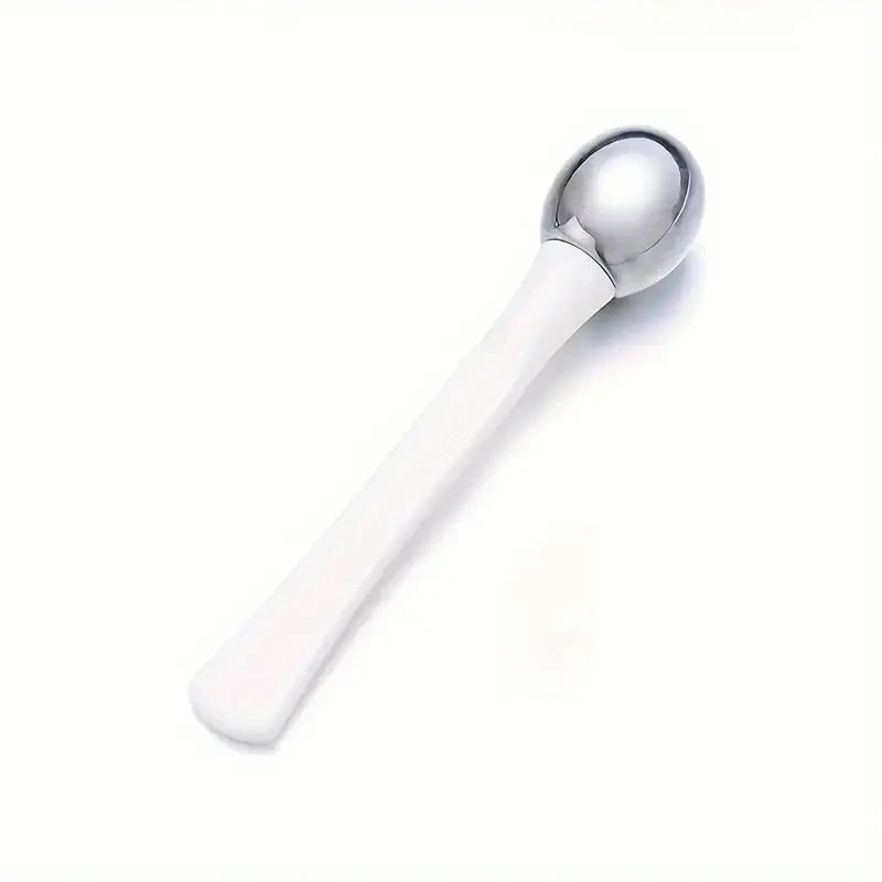 1 aplicador de crema de ojos con rodillo de masaje, espátula cosmética, cuchara facial antiarrugas de aleación dorada, herramienta delgada para el cuidado de la piel del rostro