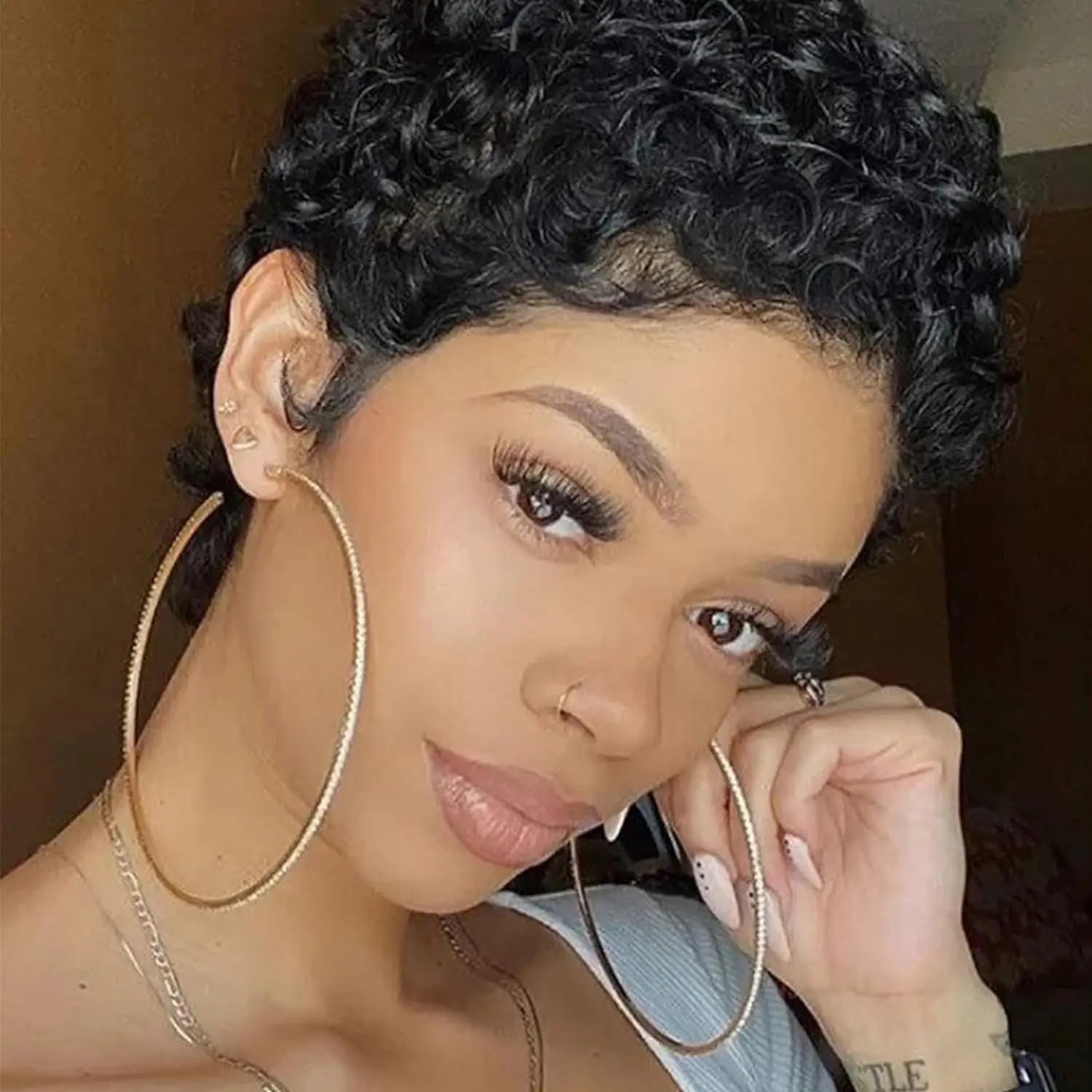 Short Pixie Cut Wig for Black Women, Short Afro Natural Black Pixie Wigs Short Pixie Wig Short Pixie Wigs for Black Women Africa