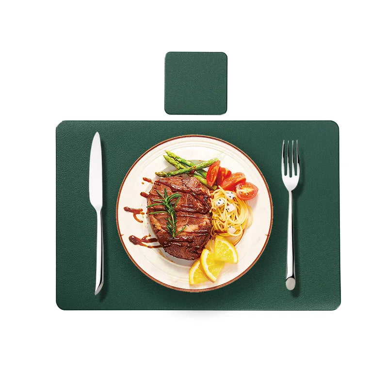 4PCS Placemats 30x45cm PU Place Mats Wipeable Waterproof Heat Resistant Anti-Slip Easy Clean Solid Color for Kitchen Dining