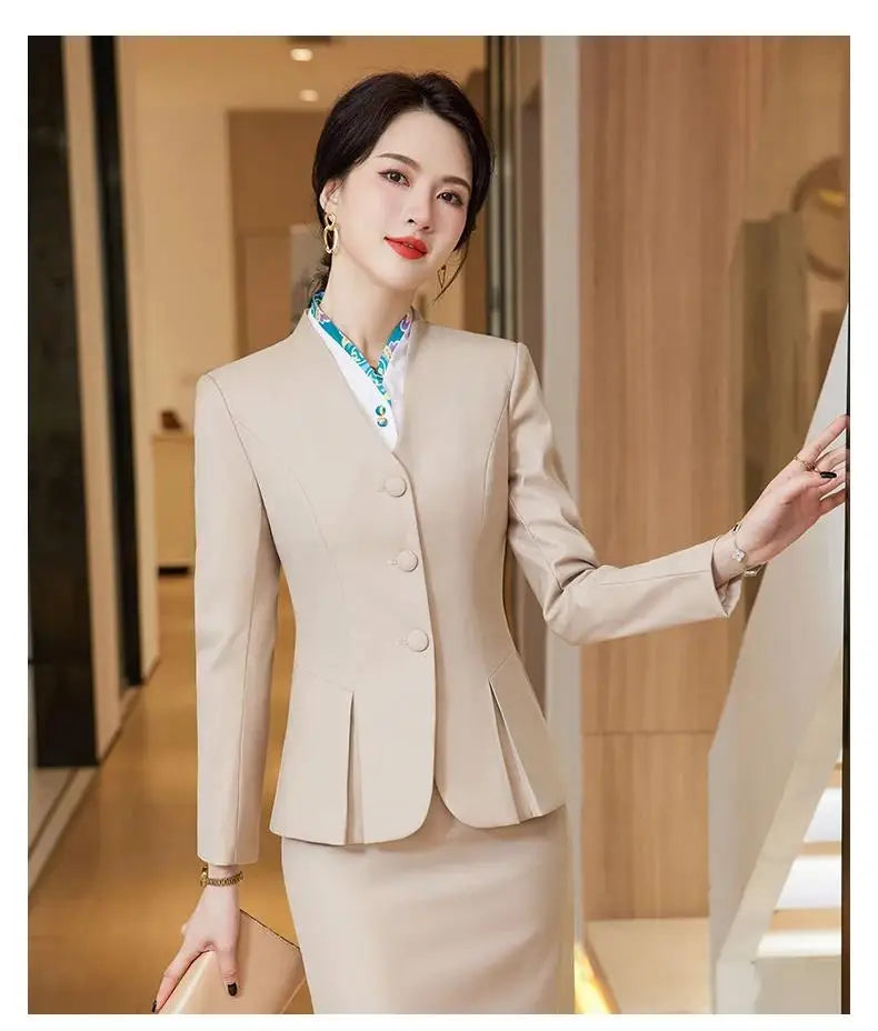 Trajes de falda de negocios para mujer, de primavera, formales, uniformes, blazers femeninos para mujer, conjuntos profesionales para oficina