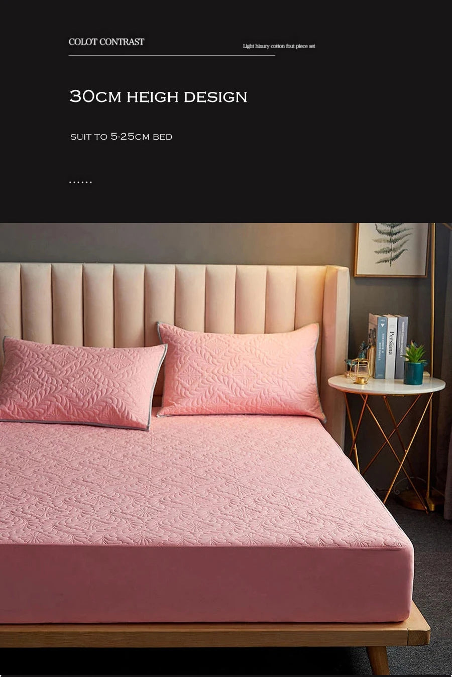 Vattert vanntett madrassbeskyttertrekk elastisk lakenstil dobbeltsengbeskyttelsespute twin queen king 140 160x200cm