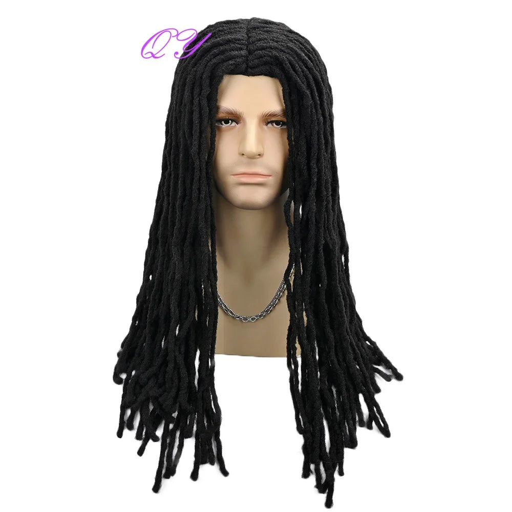 Men's Synthetic Dreadlock Wig Long Black Braided Hair for Daily, Music Festival, Halloween Costume Party Role-Playing