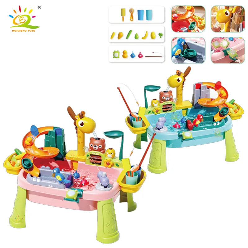 Juguetes de cocina eléctricos para niños, diversión con agua, lavabo, pesca, lavado de platos, juego de rol para el hogar, juguetes de educación temprana para bebés