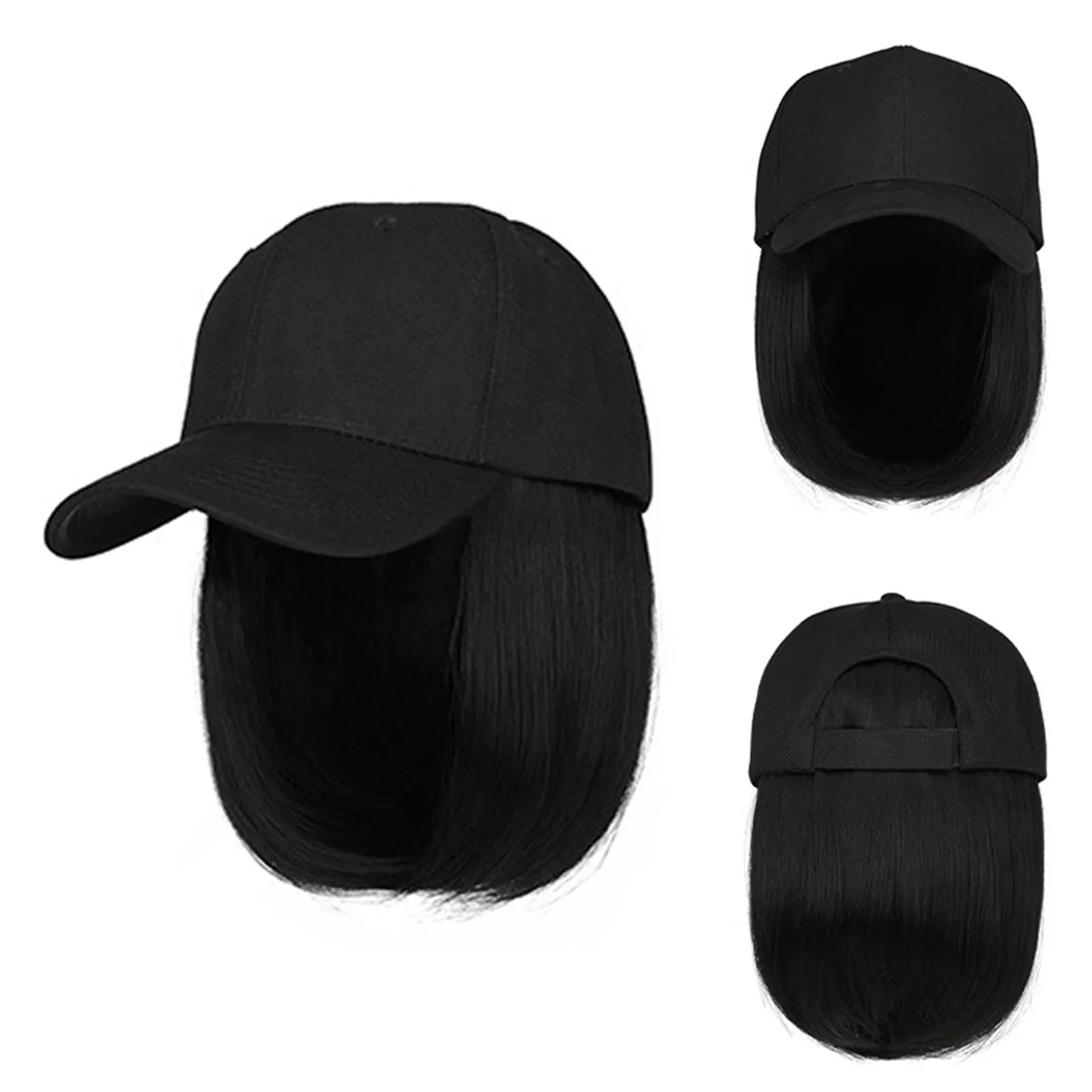 Peluca de gorra de béisbol sintética