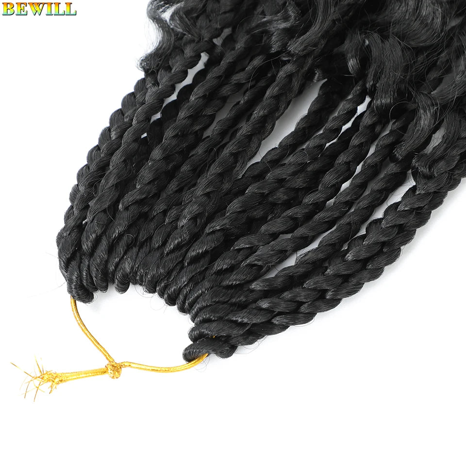 18" Long Boho Braids Extensions Goddess Box Braids Crochet Hair Black Purple Pink Synthetic Braiding Hair Bohemian Hippie Braids