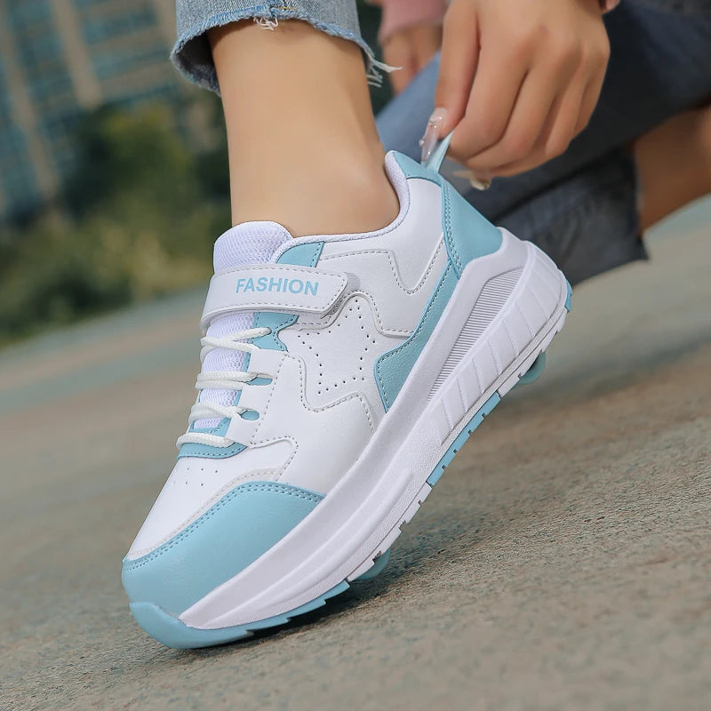 Zapatillas de patinaje para niños, moda, deportivas, casual, 4 ruedas, para niños y niñas, regalo, bonito calzado