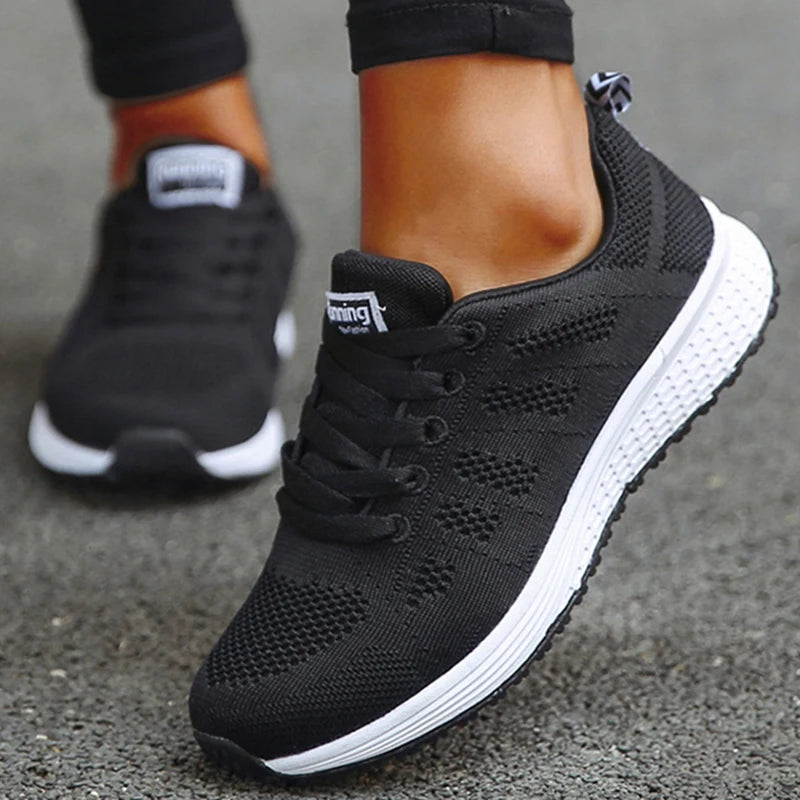 Mote Damesneaker Nettingstoff Netting Pustende Sneakers Dame Fritidssko Snøring Damesneakers Tenis Feminino