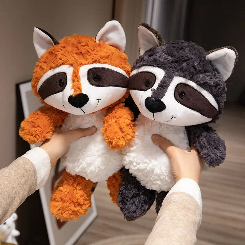 Animales de peluche Kawaii, mapache de peluche, zorro encantador, lindo perezoso suave, almohada para niñas, niños, bebés, regalo de cumpleaños
