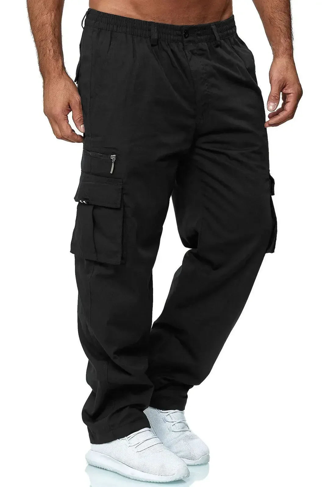 Pantalones de trabajoPantalones de trabajo informales para hombre con múltiples bolsillos, pantalones largos de pierna recta sueltos para exteriores, pantalones casuales de fitness para hombre