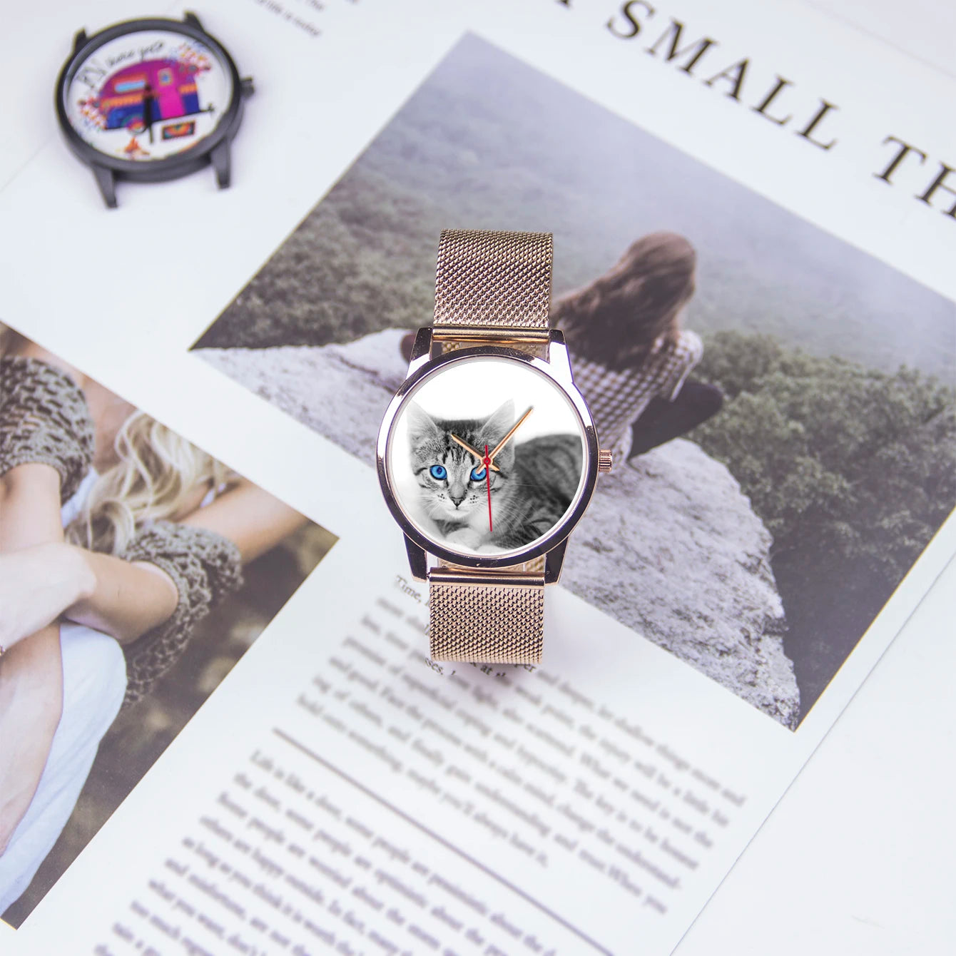 Relojes para Hijo Amiga Mujer Esposa Familia Logo Gato Reloj de Pulsera para Mujer Esfera DIY Cuarzo Esposas Mascota Foto Personalizada