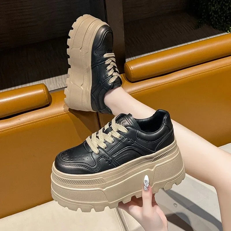Zapatillas de plataforma para mujer, antideslizantes, de diseñador, vulcanizadas, con cordones, resistentes al desgaste, para mujer, nuevas