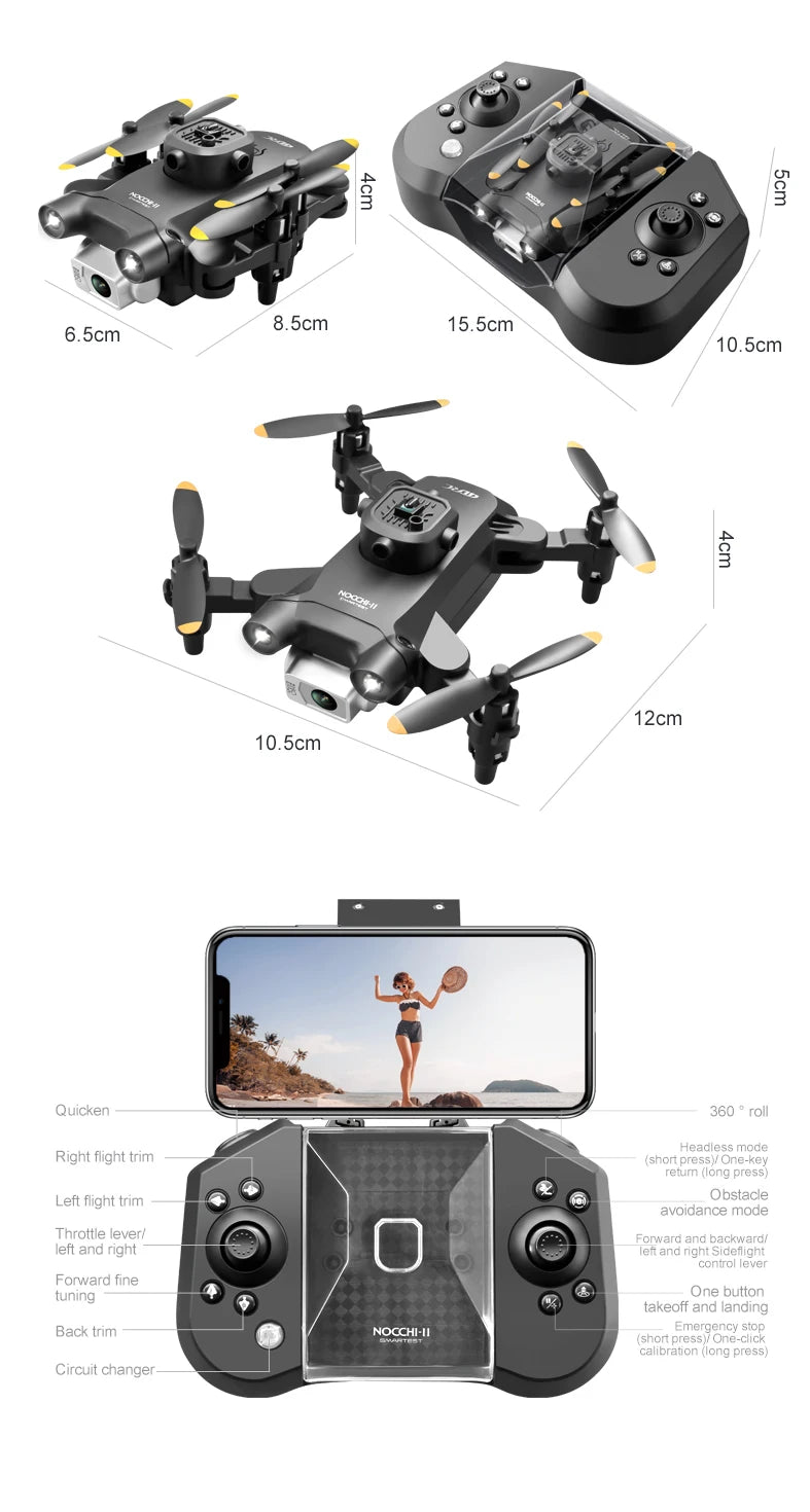 Mini drone 4DRC V30 4K HD double caméra WIFI FPV, drone professionnel à cinq côtés pour éviter les obstacles, hélicoptère RC, jouet cadeau