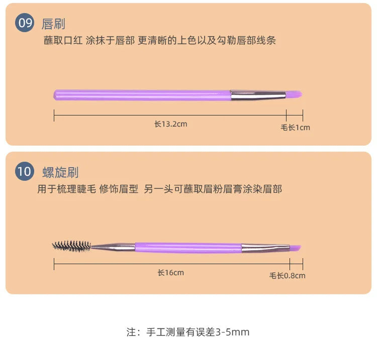 Sminkebørstesett for kvinner Skjønnhet Kosmetisk verktøy Rouge Øyenskygge Blending Kort Shaderbørster Til Sminkeverktøysett
