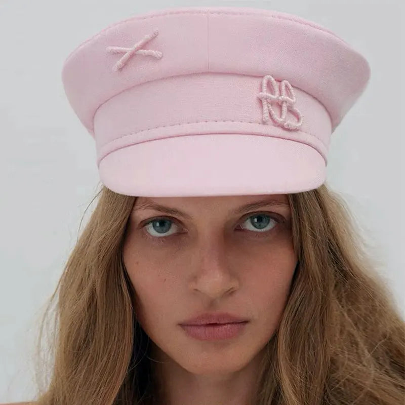 Women Ladies Luxury Design Brand Octagonal Cap Letter Military Cap Pink Khaki Newsboy Hat Fall Winter Baker Boy Cap Designer Cap