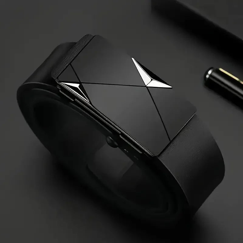 Elegante cinturón de piel sintética para hombre - Cinturones de moda para la vida diaria, ocio, fiesta, festival, trabajo y negocios, con hebilla automática