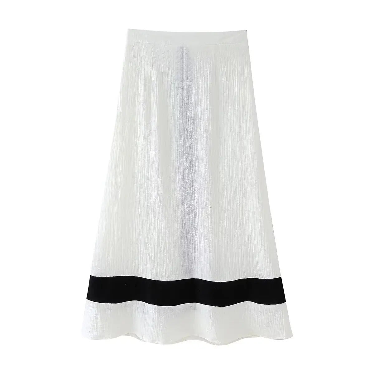 Elegantes Conjuntos de Falda para Mujer Cuello de Pico Manga Volante Top Contraste Falda de Cintura Alta Femenina Conjunto de 2 Piezas Vacaciones 2024 Traje de Falda sin Mangas