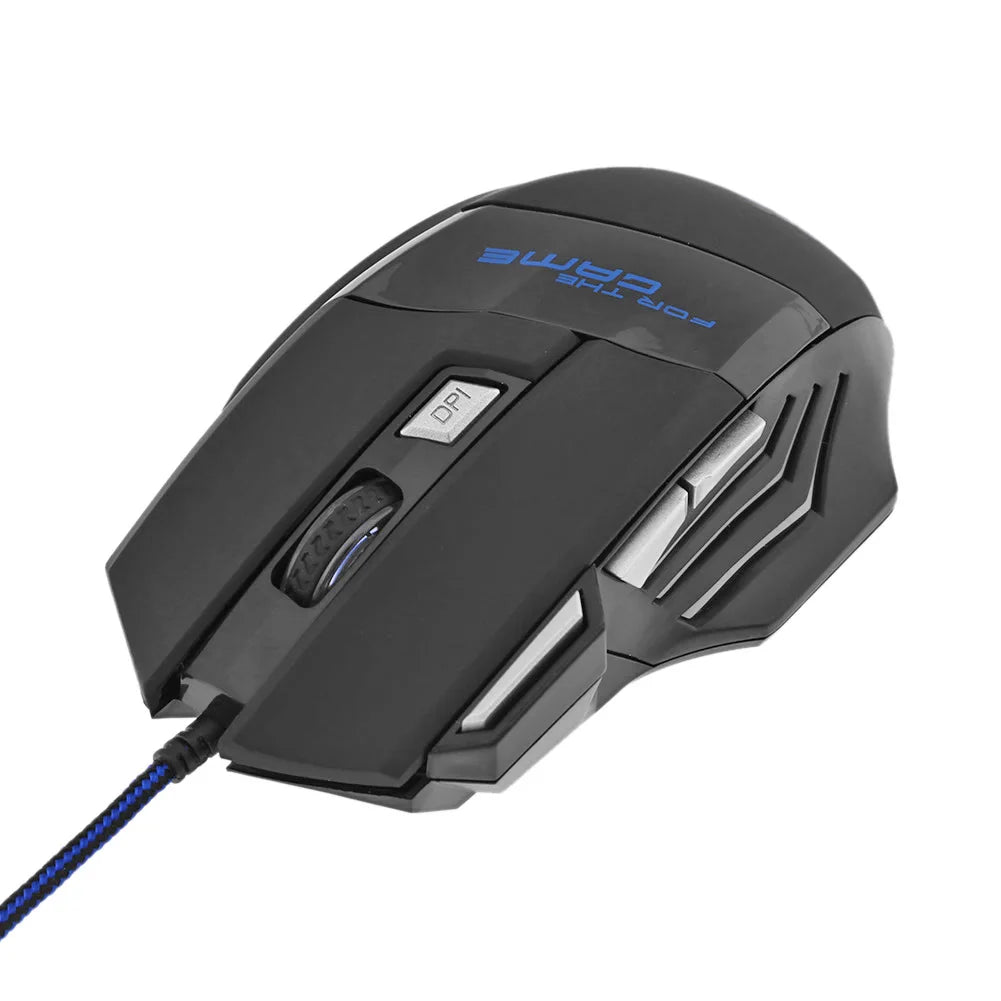 Souris de jeu filaire USB 7 boutons, rétroéclairée, ergonomique, 5 500 DPI, rétroéclairage réglable, optique, pour PC de jeu et ordinateur de bureau