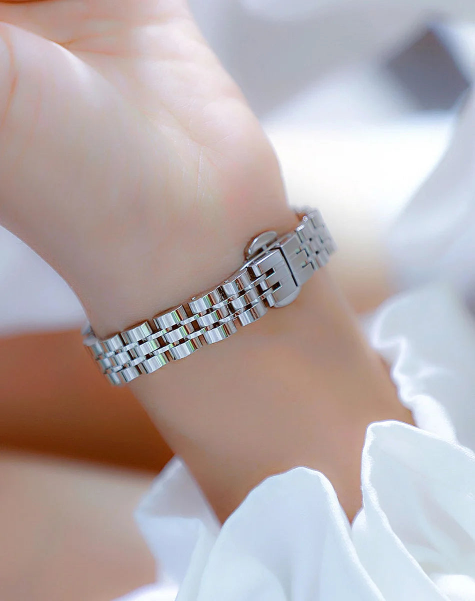 Relojes para mujer, elegante, vintage, rectangular, para dama con correa pequeña de cuero marrón, a la moda, dorado, de cuarzo, reloj de pulsera para mujer 2025