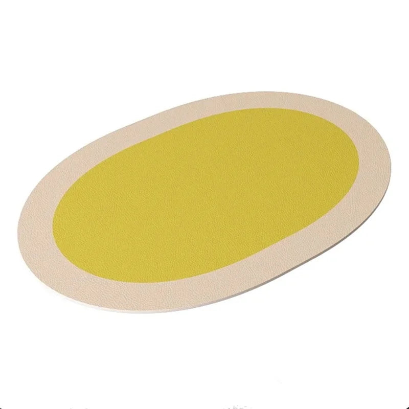 Manteles individuales de PU para mesa, impermeables, antideslizantes, aislantes, de cuero, estilo navideño, posavasos, alfombrilla elíptica bicolor