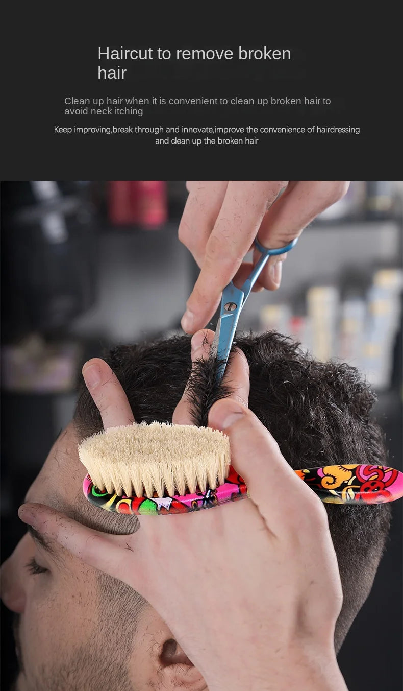 New Professional Barber Hair Cleaning Brush Men Horse Hair Bristle Beard Brush Hairdressing Neck Duster Broken Hair Remove Tools