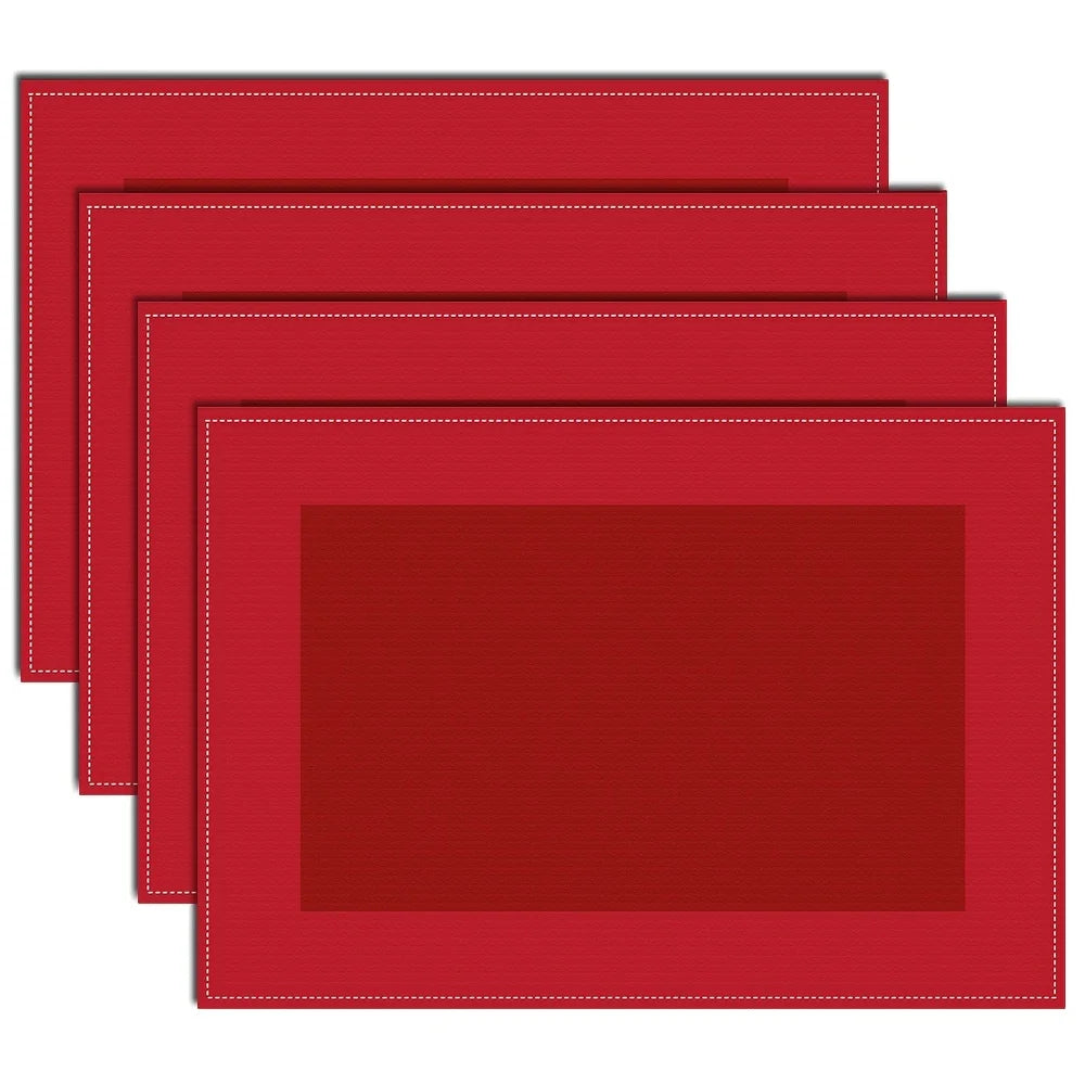 Manteles Individuales Rojos Elegantes, Resistentes al Calor, Lavables a Máquina, Para Cenas Diarias, Banquetes Festivos, Fiestas, Decoración del Hogar