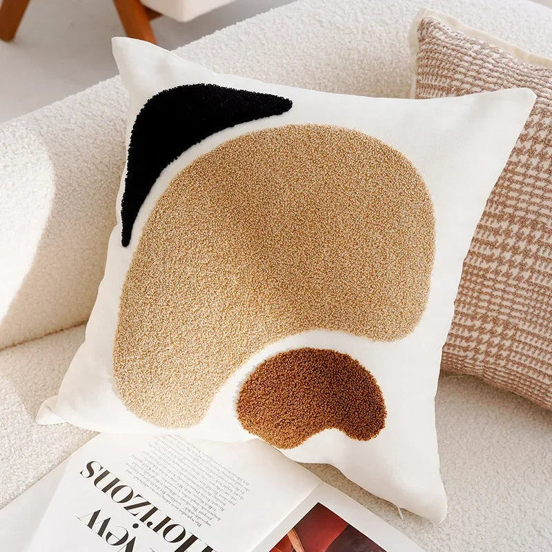 Pillow Cover in Cream Color, Retro Style, Brown French Sofa Waist Cushion Cover 45x45cm Pillowcase