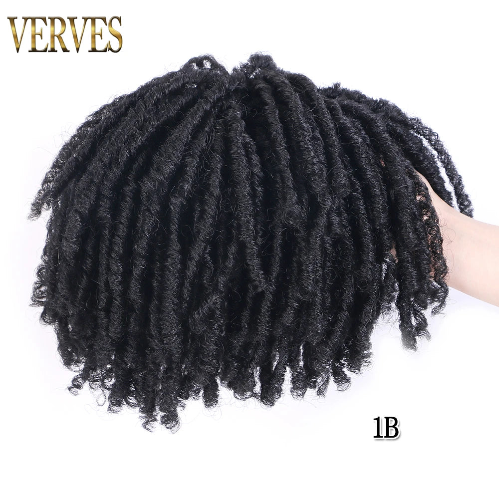 VERVES Dreadlocks Synthétiques Noirs Perruque Dreadlocks Demi-Clip Topper Tresses au Crochet 6 Pouces Courtes Perruque Femme Gris Marron