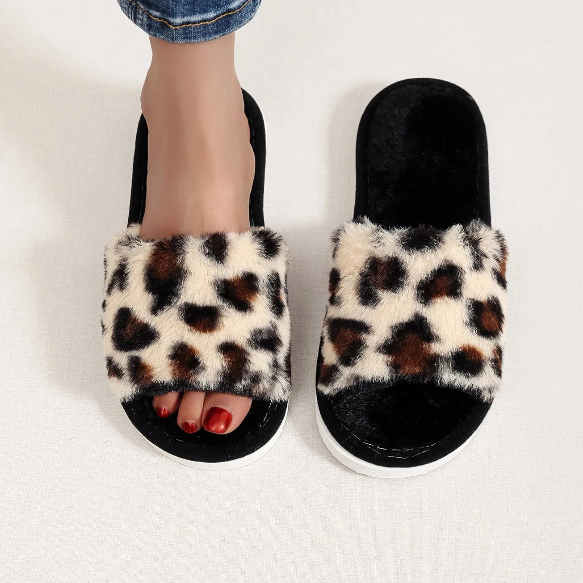Leopard Fur Slippers